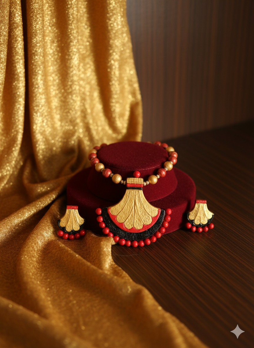 Crimson Red Pendant Jewellery Set - Image 2
