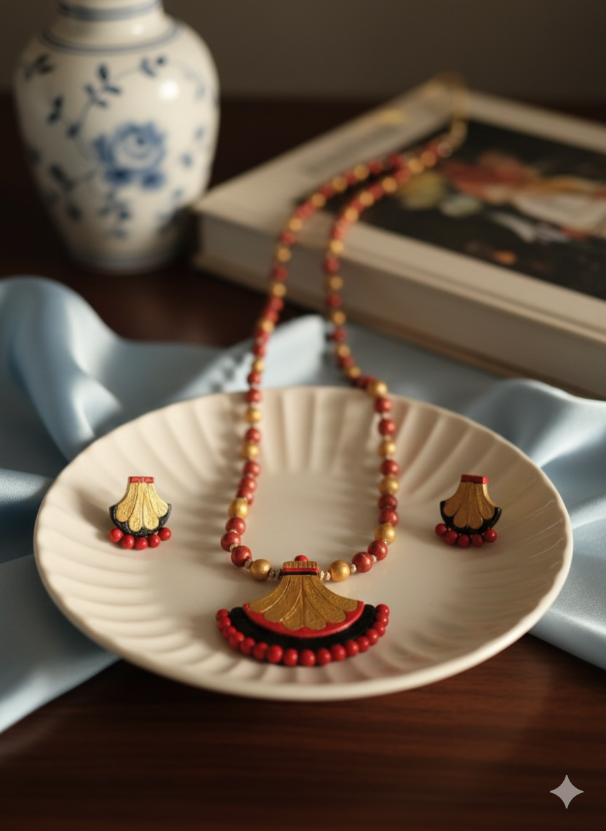 Crimson Red Pendant Jewellery Set