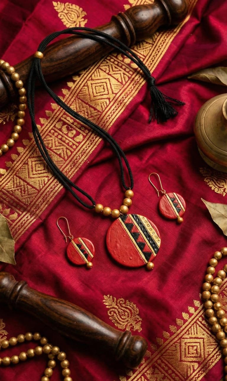 Hand-Painted Tribal Terracotta Jewellery set