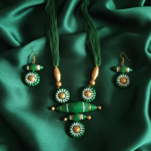Verdant Bloom emerald Terracotta jewellery set